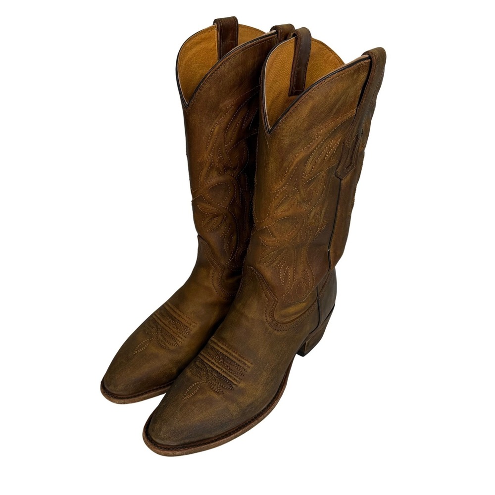 Vtg Corral Men's 9.5 A3254 Boots Golden‎ Embroidery Western Cowboy Leather